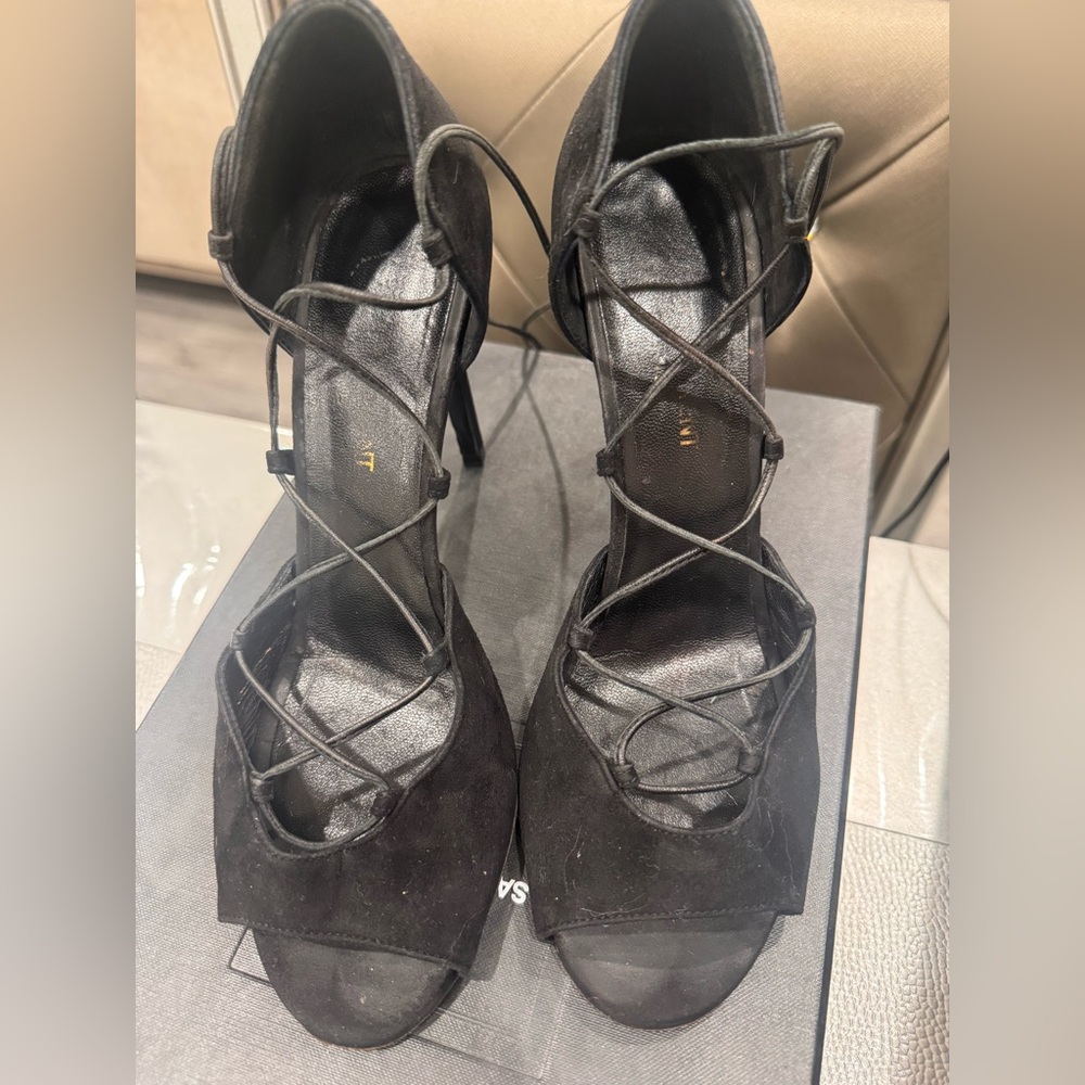 Ysl suede strappy heels